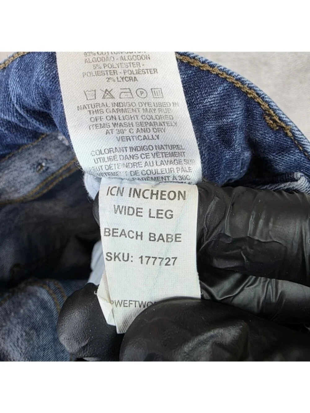 Warp + Weft ICN Incheon Wide Leg Jeans Womens 26 Blue Med Wash High Rise Crop - Picture 11 of 16